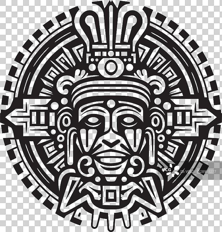 庆祝古老阿兹特克图案的徽标图片素材