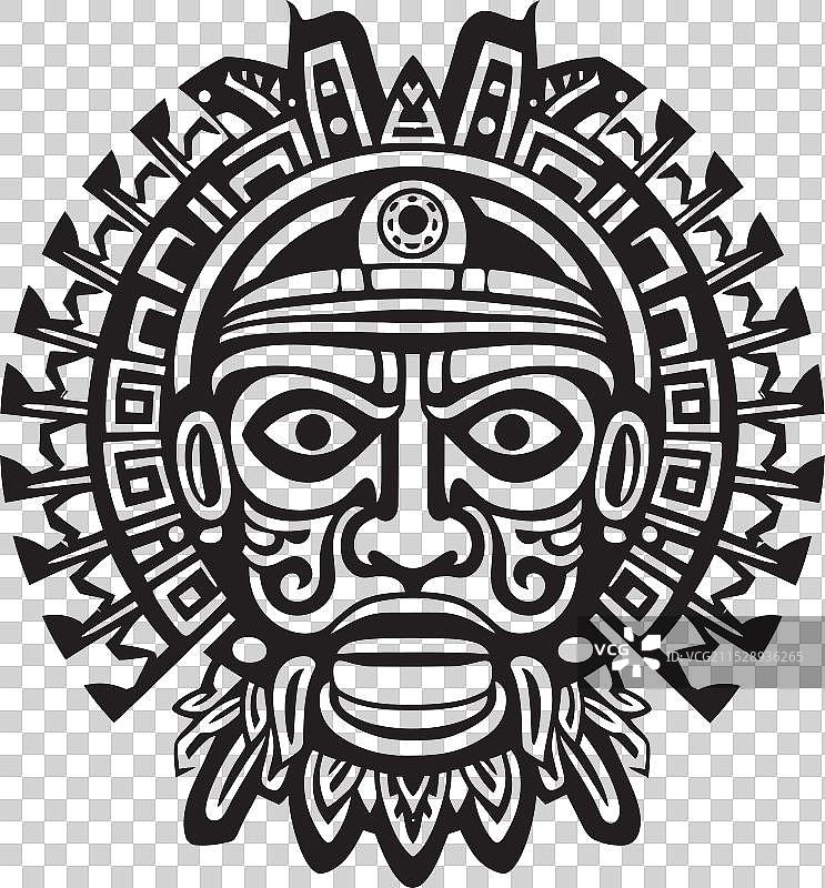 恢复古代阿兹特克艺术的徽标致敬古董图片素材