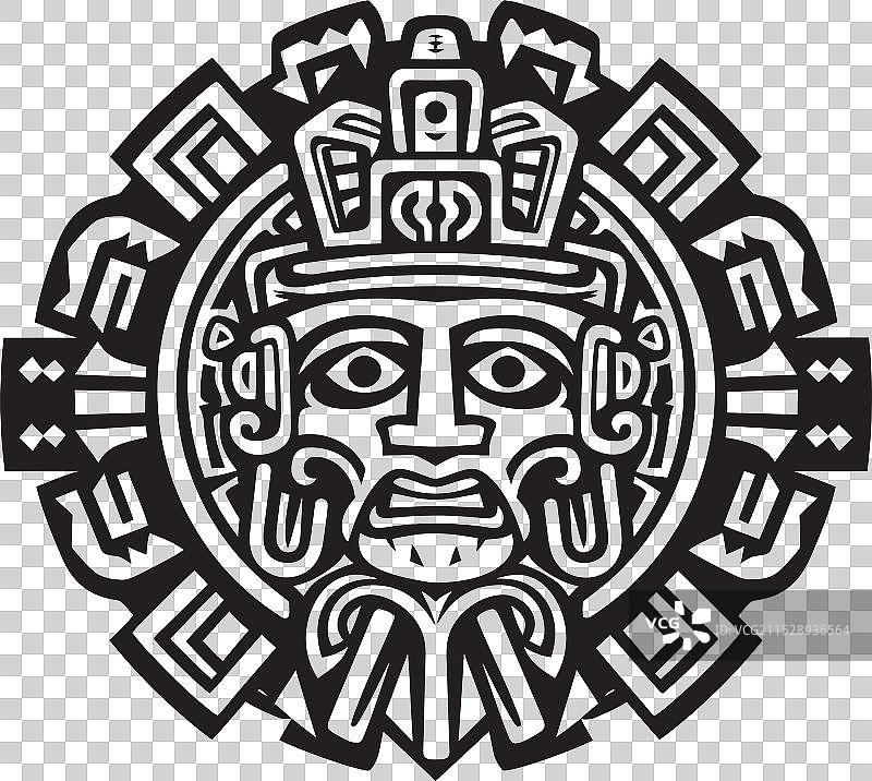 保存的古代阿兹特克文化符号绘画图片素材