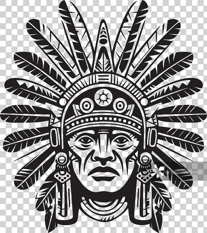 标志性的阿兹特克图案复苏的古董画作图片素材