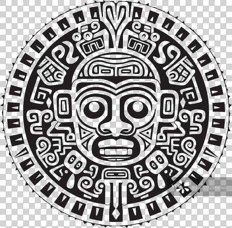 复古阿兹特克文化复兴图标绘画图片素材