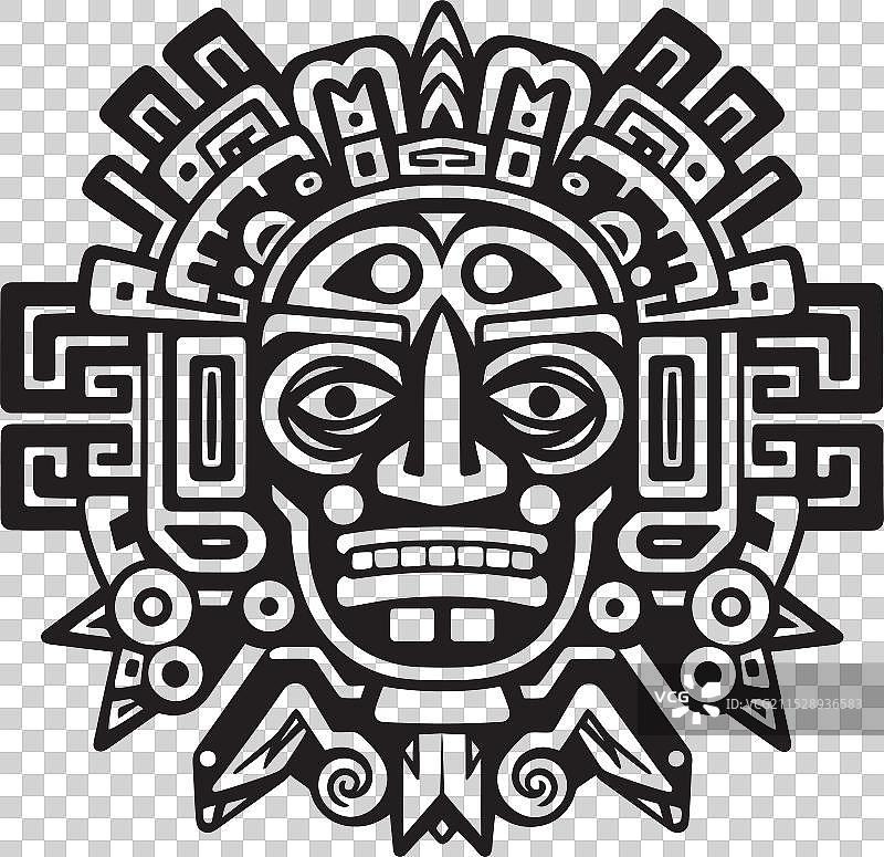 重新发现阿兹特克符号的古董画作图片素材