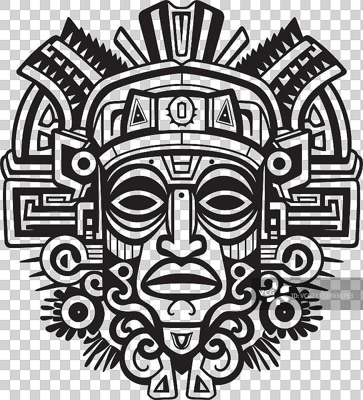 标志性的阿兹特克图案、描绘和古代标志图片素材