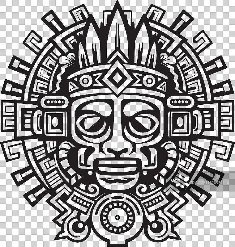 历史悠久的阿兹特克绘画标志描绘图片素材