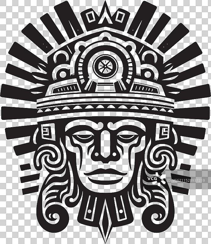 标志性的阿兹特克图案、描绘和古代标志图片素材