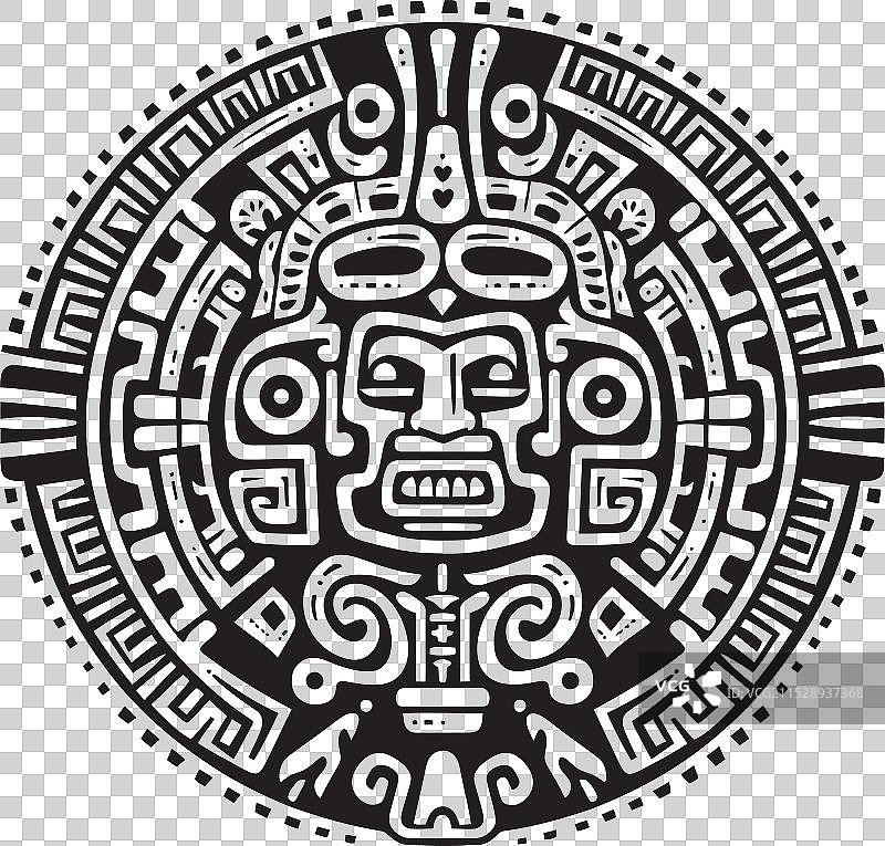 历史悠久的阿兹特克艺术古董绘画图标图片素材