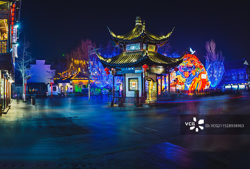 夫子庙夜色光影+南京图片素材