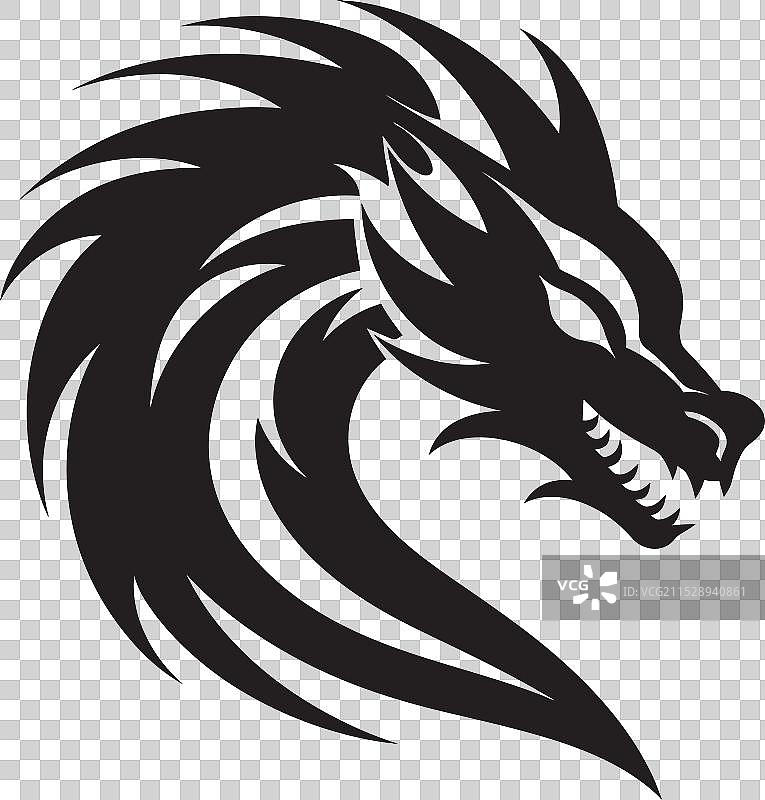 生动的龙头像卡通纹身标志图片素材