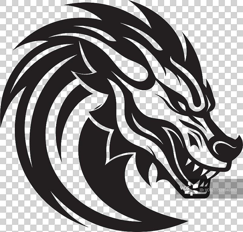 神秘生物墨水卡通头部纹身标志图片素材