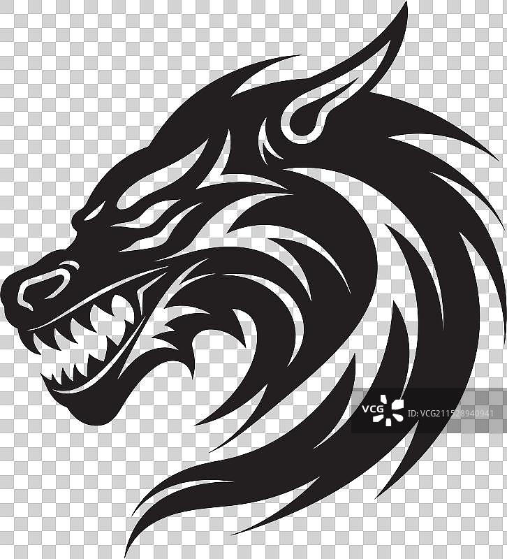 动态龙肖像卡通纹身标志图标图片素材