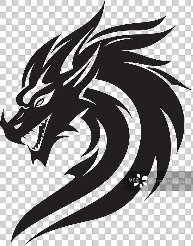迷人的龙卡通头部纹身logo设计图片素材