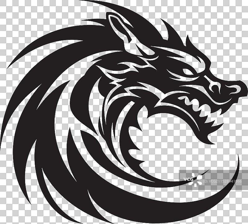 幻想龙的威严卡通头部纹身标志图片素材