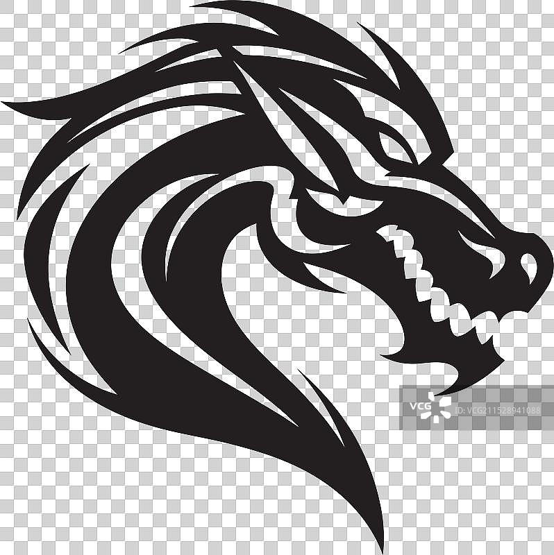 顽皮的龙艺术卡通头部纹身标志图片素材