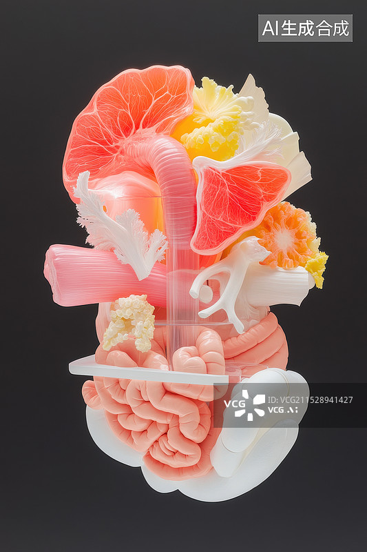 【AI数字艺术】人体消化系统解剖模型展示图片素材