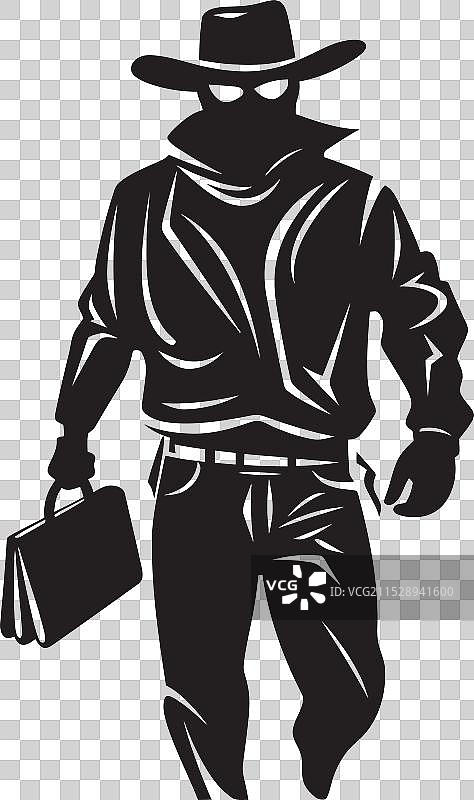 亡命之徒的奥德赛卡通面具牛仔抢劫者图标图片素材