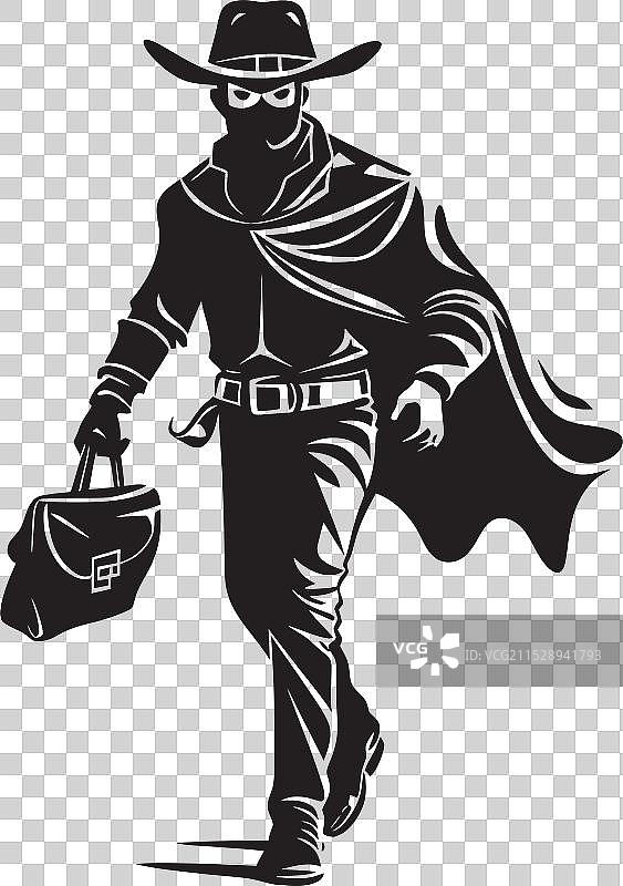 亡命之徒的奥德赛卡通面具牛仔抢劫者图标图片素材