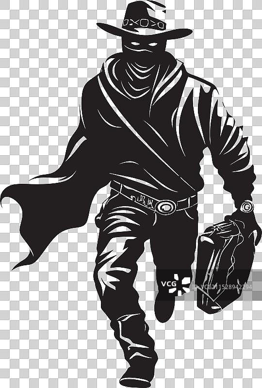 亡命之徒的奥德赛卡通面具牛仔抢劫者图标图片素材