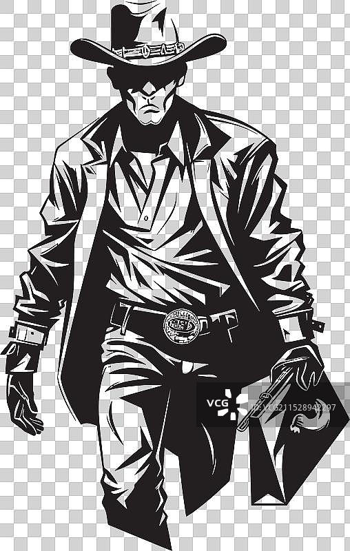 西部荒野的幽默卡通面具牛仔强盗图片素材