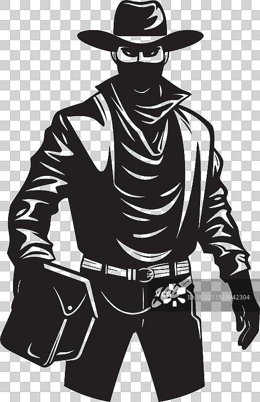 孤独的游侠强盗卡通面具牛仔抢劫犯图片素材