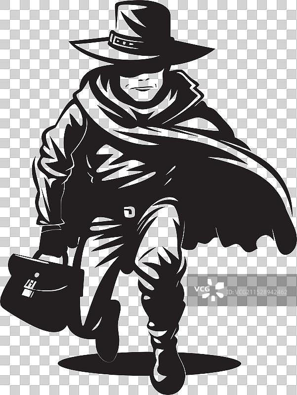 牛仔强盗的卡通标志 - Rustlers Retreat图片素材