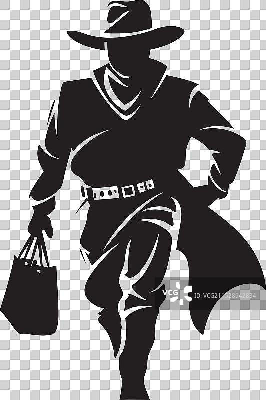 时尚的卡通牛仔强盗标志图片素材