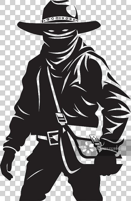 西部荒野的幽默卡通面具牛仔强盗图片素材