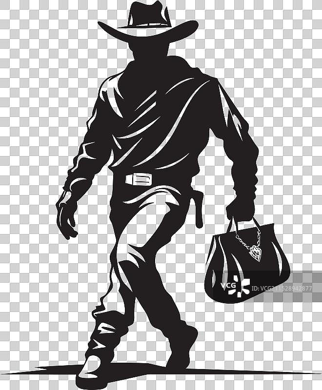 牛仔强盗的卡通标志 - Rustlers Retreat图片素材