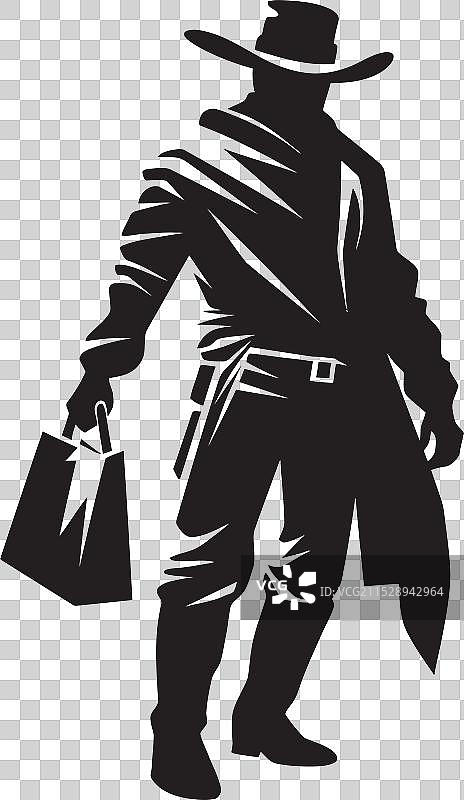 亡命之徒的奥德赛卡通面具牛仔抢劫者标志图片素材