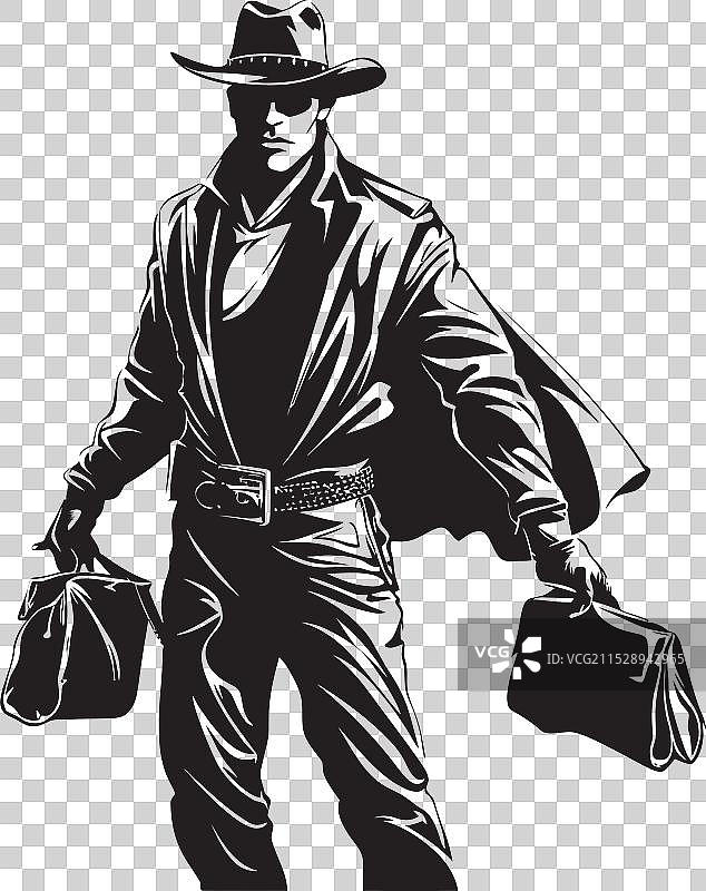 西部流浪卡通牛仔强盗标志图片素材