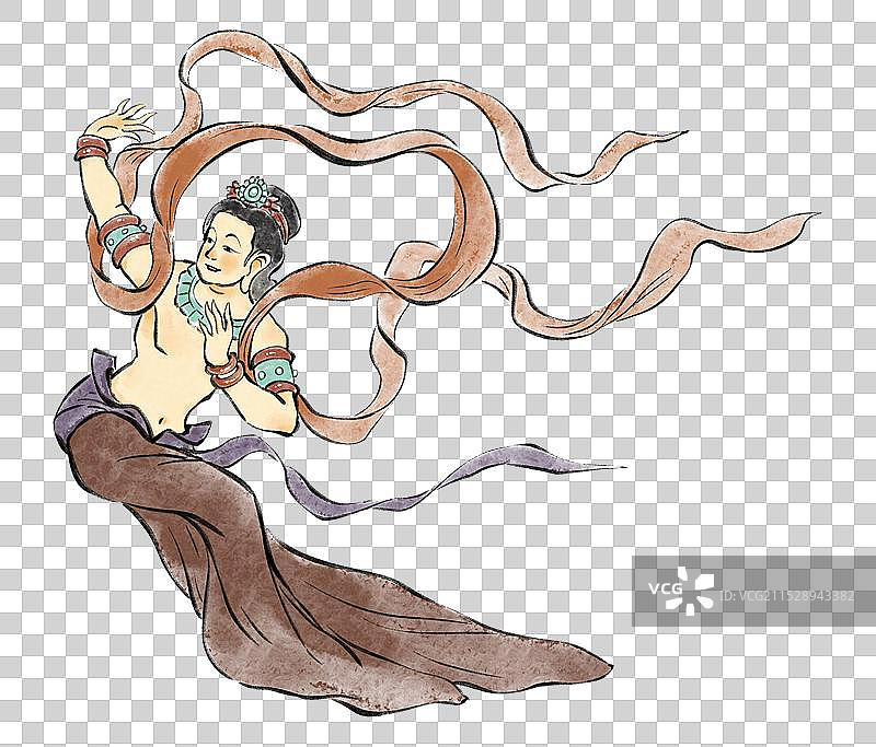 手绘敦煌飞天元素图片素材