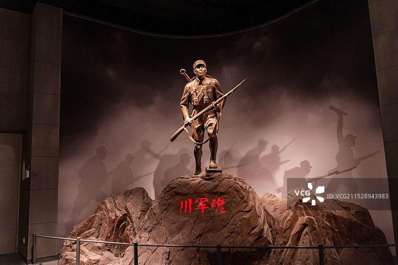成都博物馆藏川军魂雕像图片素材