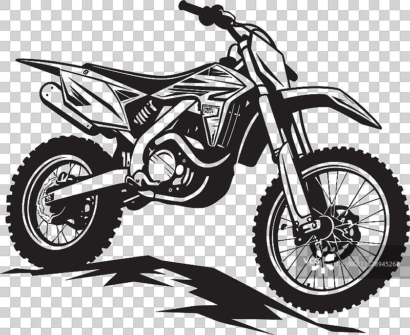 开创性胜利标志与越野摩托车泥土图片素材