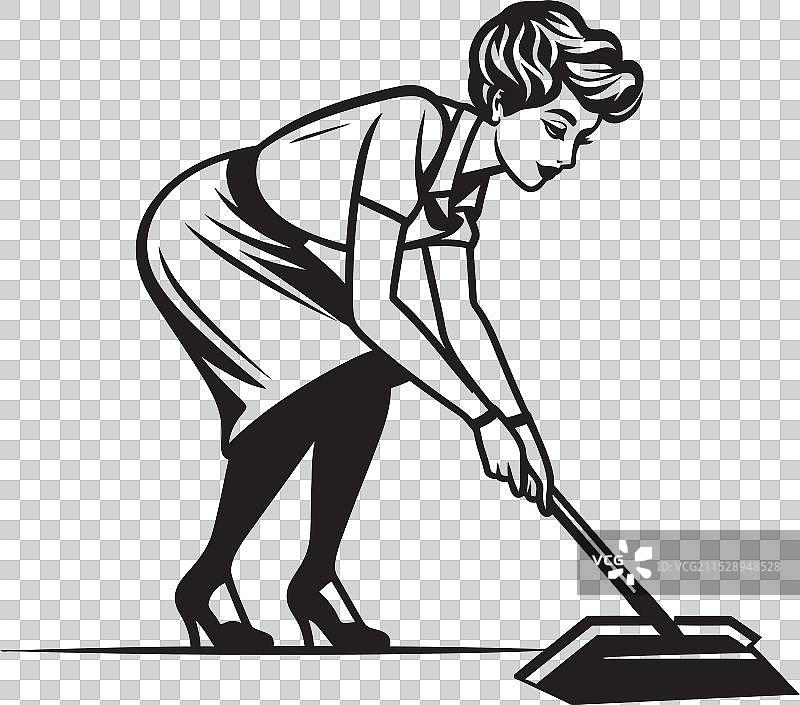 整洁的女巨人清洁工地板清洁剂标志设计图片素材