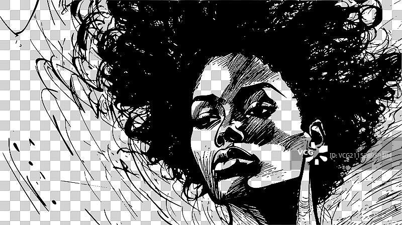 手绘或雕刻风格的女性肖像图片素材