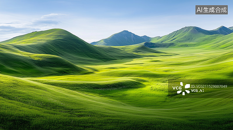 【AI数字艺术】自然绿色草原风光图片素材