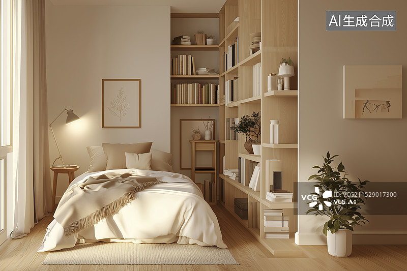 【AI数字艺术】室内房间3D渲染场景图片素材