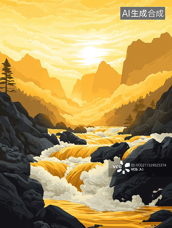 【AI数字艺术】黄河远上白云间，一片孤城万仞山图片素材