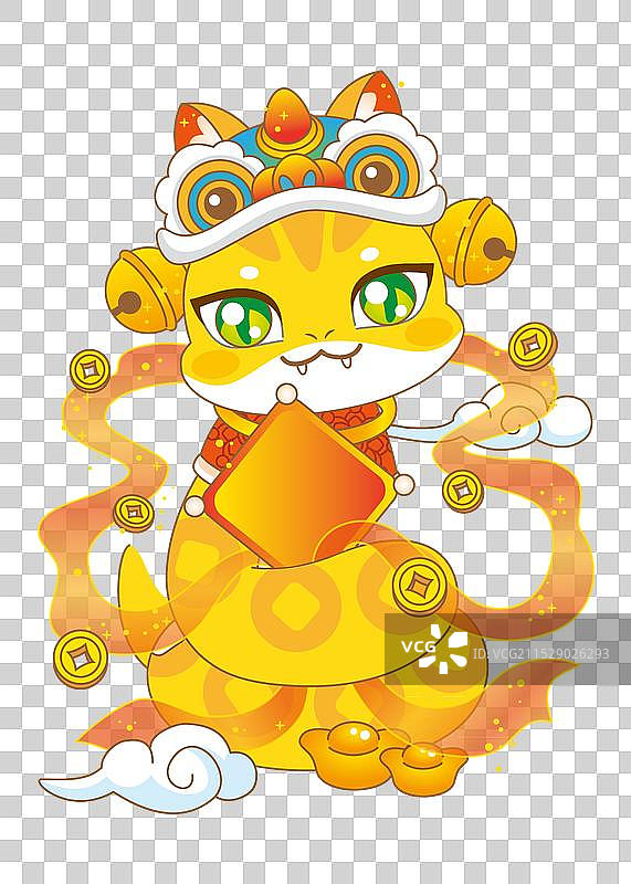 蛇年插画系列06福气满满图片素材