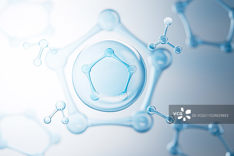 明亮阴影背景下的细胞分子，3D渲染图片素材