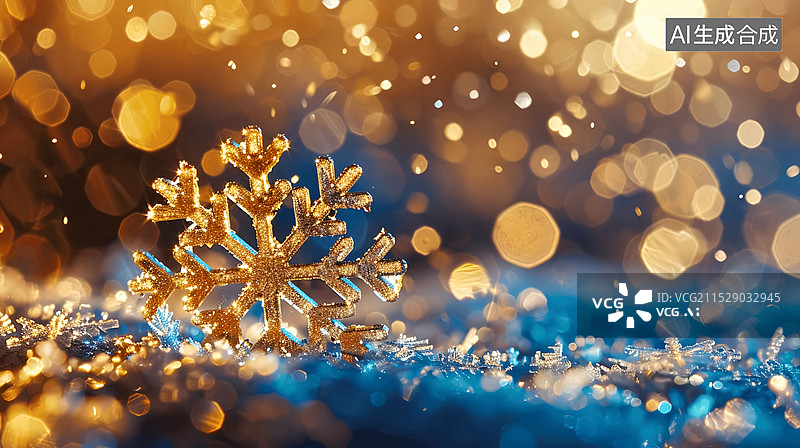 【AI数字艺术】冬季户外雪花冰晶小雪节气海报图片素材
