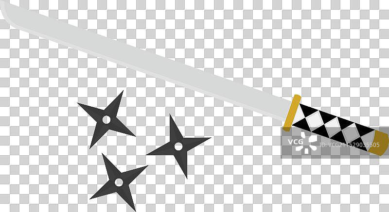 忍者手中的武士刀与星星图片素材