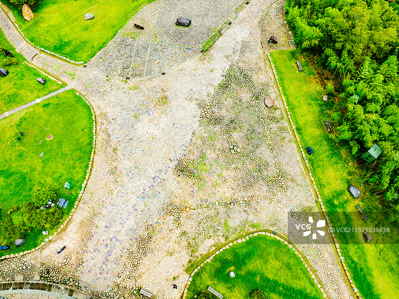福建土楼洪坑土楼全景航拍图片素材