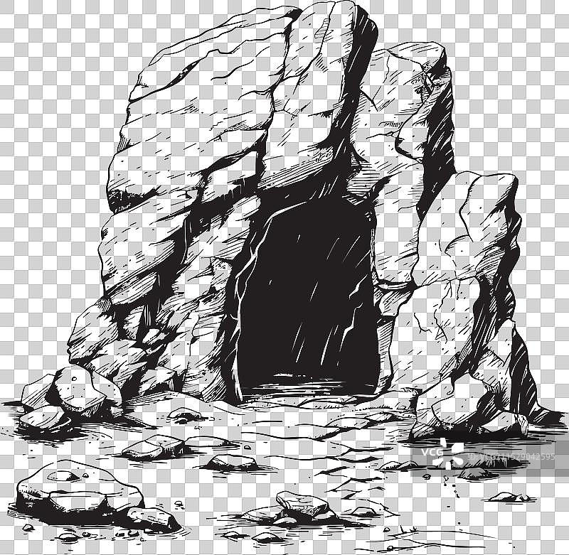 古生代门户的化石避风港石洞徽章图片素材