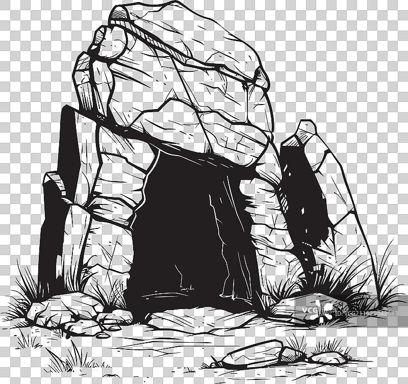 古老的原型石洞图标原始图片素材