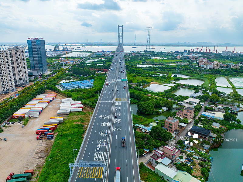 广州南沙大桥傍晚时光航拍图片素材