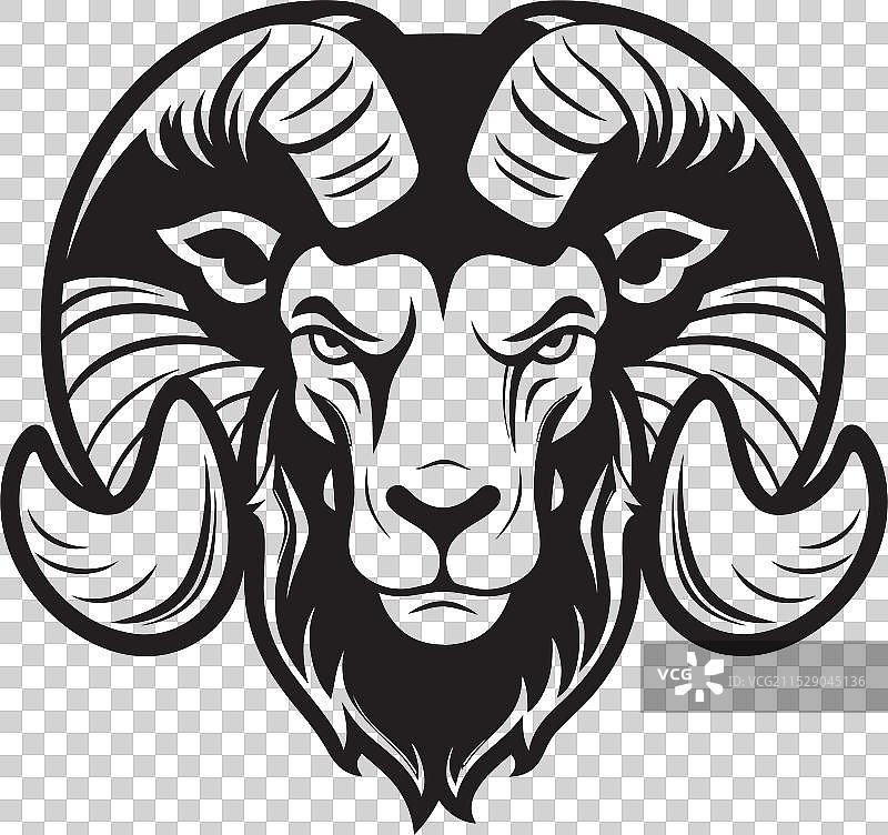 复古梦幻风格的羊头复古标志设计图片素材