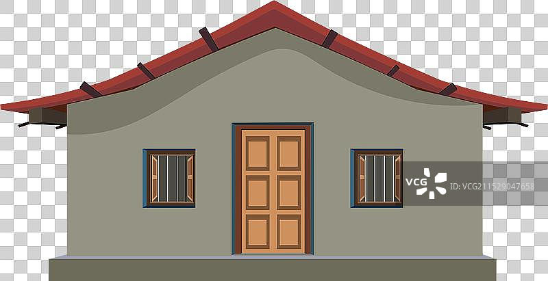 白色背景下的孤立村庄小屋图片素材