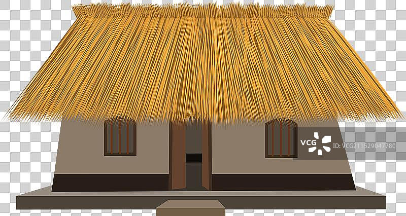 印度泥屋，贫困家庭的房子，稻草屋顶图片素材