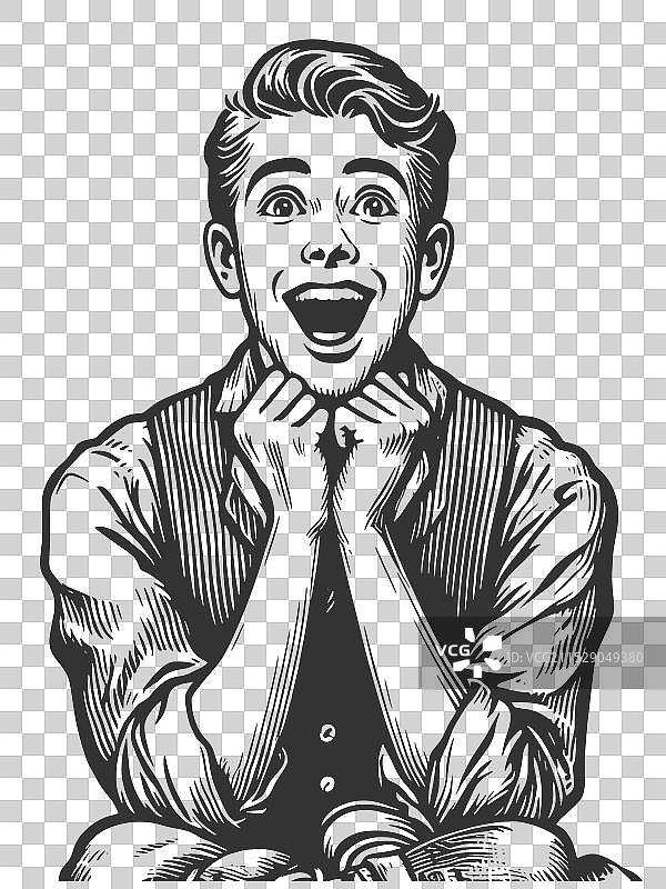 惊讶的复古西装男士图片素材