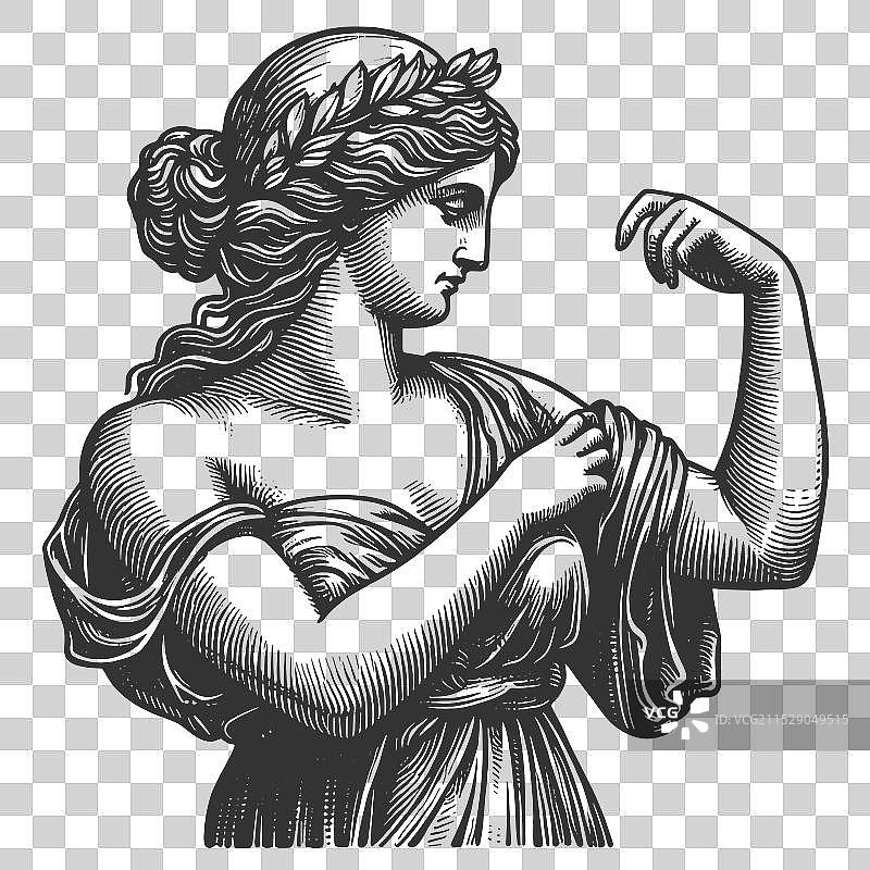古典希腊雕像女性戴着月桂冠图片素材